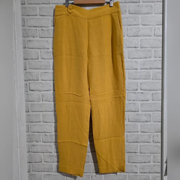 EUC Sezane Georges Linen Blend Trouser Yellow Size 38 / 6 - Picture 3 of 9